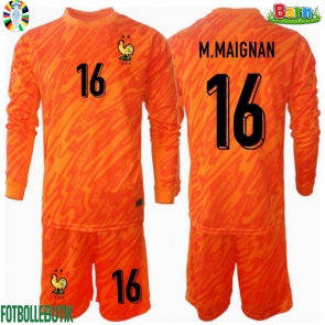 Frankrike Mike Maignan #16 Målvakt Bortaställ Barn EM 2024 Långärmad (+ Korta byxor)